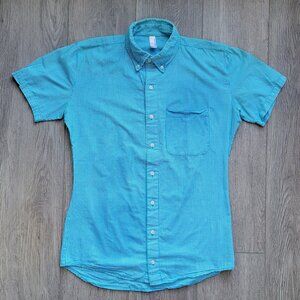 light blue short sleeve button down by American Apparel, size XS